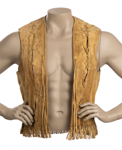 Lee Majors Leather Western Style Fringe Vest