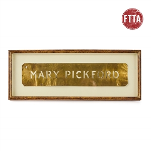 Mary Pickford Punched Brass Name Plate Stencil