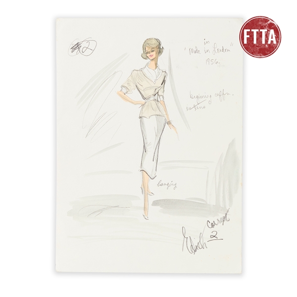 Edith Head Costume Sketch Attributed to Made in London