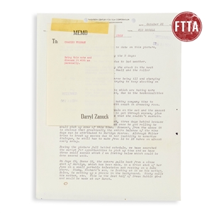 Darryl Zanuck Seven Year Itch Delay Report & Memo