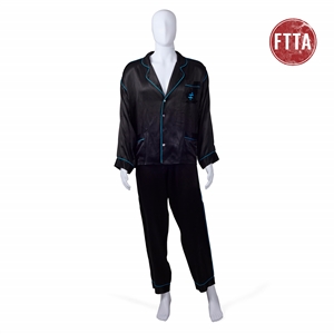 Hugh Hefner Custom Black Silk Monogrammed Pajamas