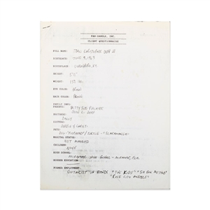 Johnny Depp Handwritten Printed Questionnaire