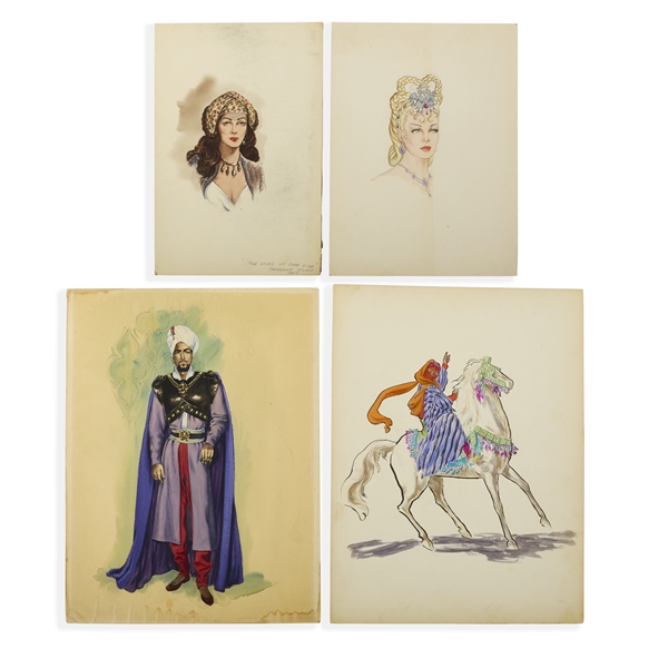 4 Costume Sketches for Omar Khayyam