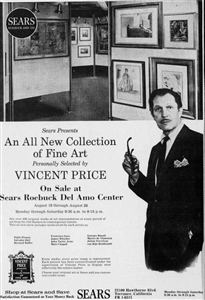 Vincent Price Engraved Wood Block from Sears Collection