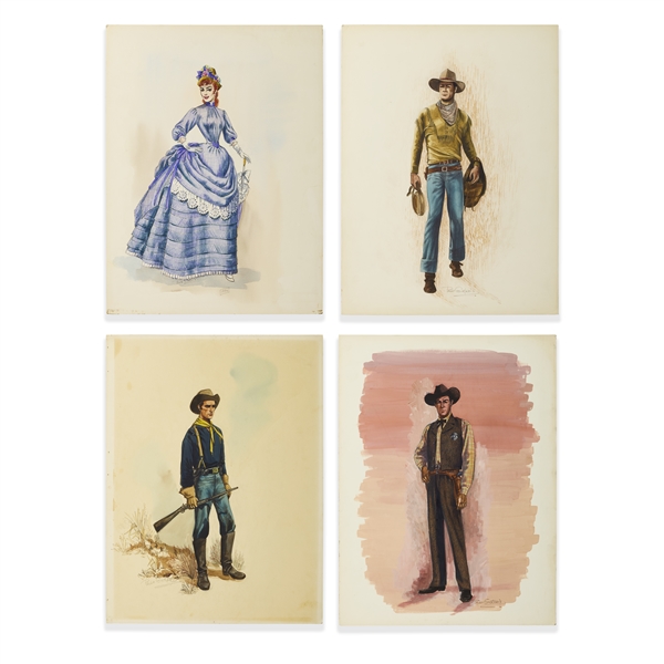 4 Western Themed Sketches by Paula Giokaris