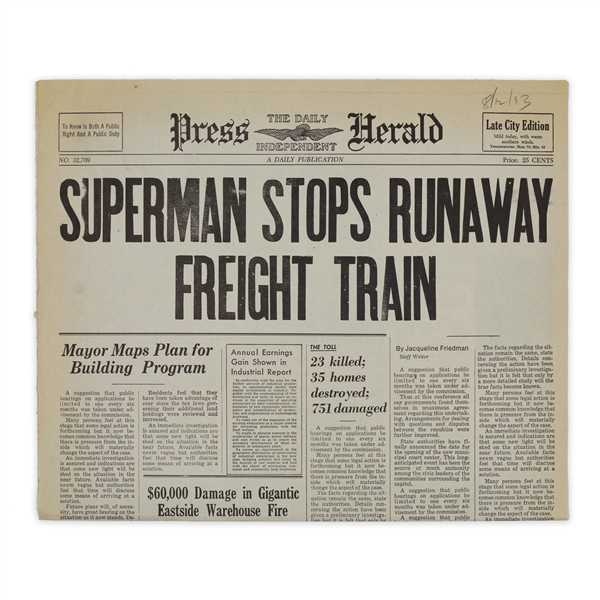 Newspaper Prop from Superman III