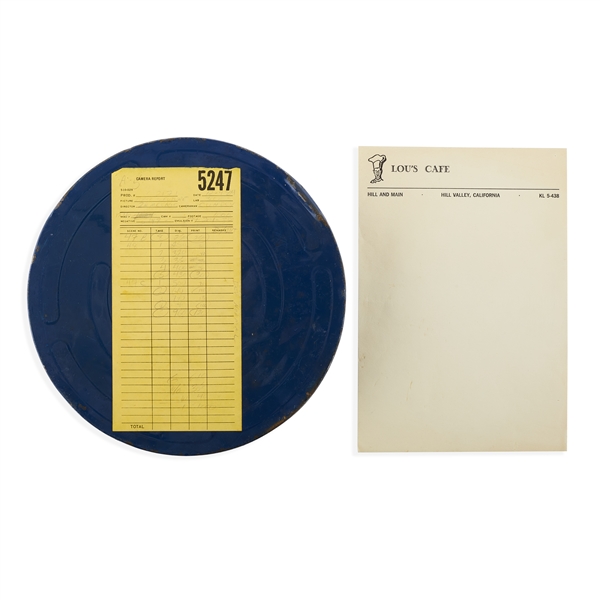 BTTF Lous Cafe Stationary + Film Reel Can