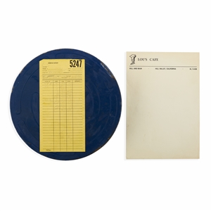 BTTF Lou's Cafe Stationary + Film Reel Can