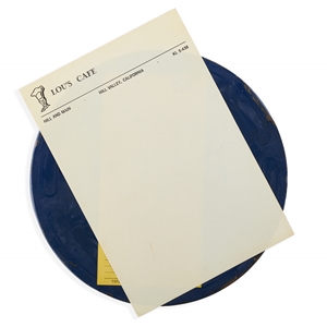 BTTF Lou's Cafe Stationary + Film Reel Can