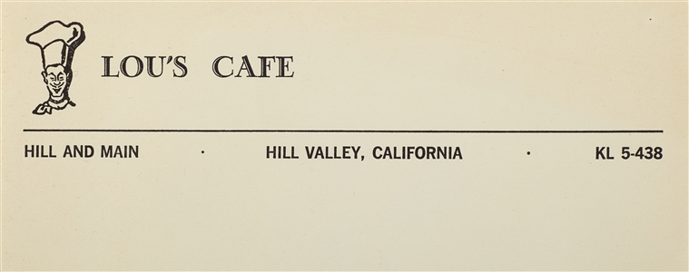 BTTF Lou's Cafe Stationary + Film Reel Can