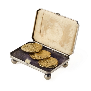 One-Eyed Willy Doubloons in box from The Goonies