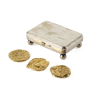 One-Eyed Willy Doubloons in box from The Goonies