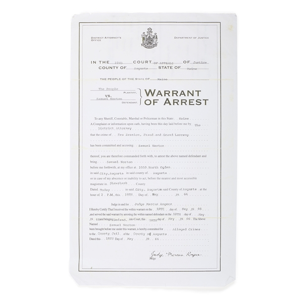 Arrest Warrant Prop from The Shawshank Redemption