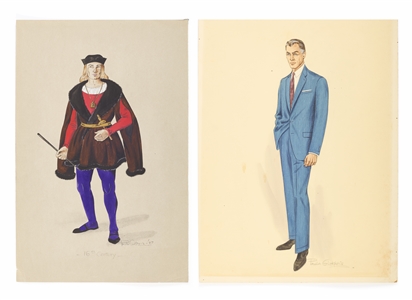 (2) Male Costume Sketches by Paula Giokaris