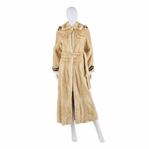 Sharon Stone Embellished Golden Mink Coat