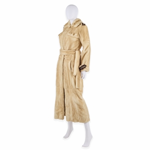 Sharon Stone Embellished Golden Mink Coat