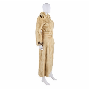 Sharon Stone Embellished Golden Mink Coat