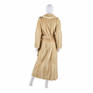 Sharon Stone Embellished Golden Mink Coat