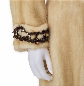 Sharon Stone Embellished Golden Mink Coat