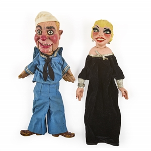 Walton & ORourke “Bombshell & Sailor" Hand Puppets.