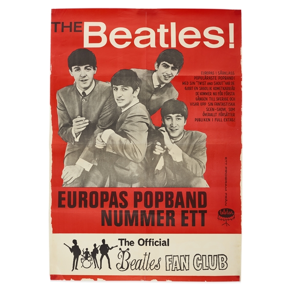 Beatles 1963 Swedish Tour Fan Club Concert Poster